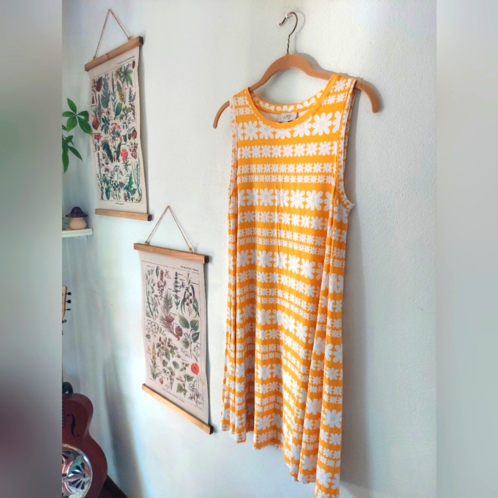 Loft - Small - Yellow and White Floral Sleeveless Dress